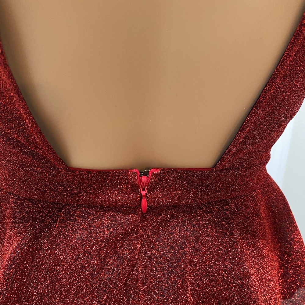 Charlotte Russe Red Sparkly Bodycon Peplum Dress Size Small EUC - Picture 4 of 10
